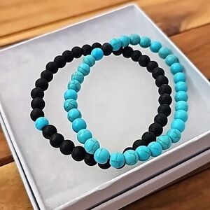 Natural Lava Stone Tiger Eye Beaded Yoga Bracelets, Elasticated